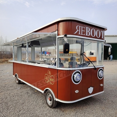Camioneta de comida móvil de cocina completa Vehículo de comida al por menor para hamburguesas de pizza barbacoa