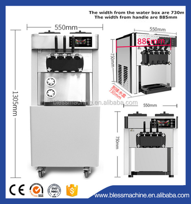 Máquina de helados blandos de 670x780x1330 mm con capacidad de 120 KG