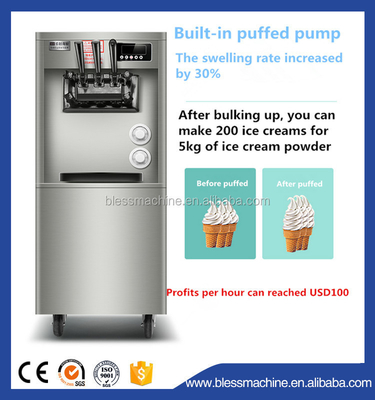 Máquina de helados blandos de 670x780x1330 mm con capacidad de 120 KG