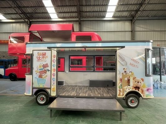 Camión de cocina móvil con remolque de corriente aérea de moda y materia prima de maíz