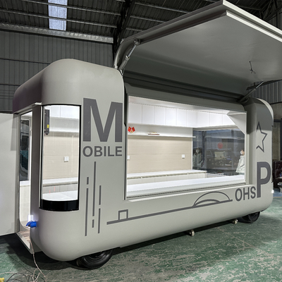 Remolque móvil eléctrico multifuncional para procesar bocadillos con rueda universal de goma