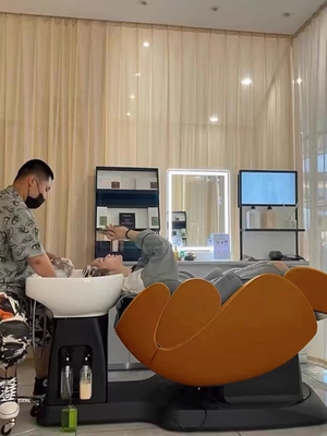 Una operación de un solo toque para el final de la cama de champú de masaje eléctrico para barbería y salón de belleza