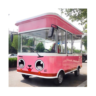 Carro de comida eléctrico Carro de café móvil con ventanas abiertas en el mercado