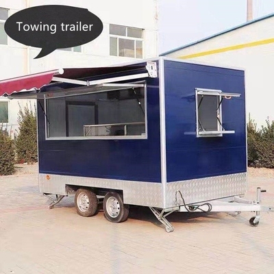 Remolque de comida rápida al aire libre de larga distancia de 85 km con mesa de trabajo de acero inoxidable duradera