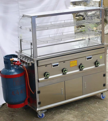 Camioneta móvil con carro de comida y bebida de acero inoxidable