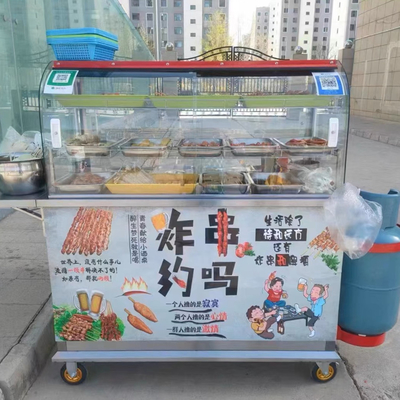 Camioneta móvil con carro de comida de calle de acero inoxidable para bebidas y refrigerios