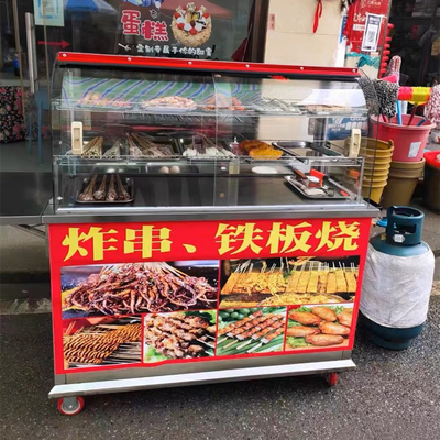 Camioneta móvil con carro de comida de calle de acero inoxidable para bebidas y refrigerios