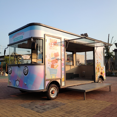 Trailers eléctricos móviles de comida y aperitivos de acero galvanizado multifuncional para el comercio minorista
