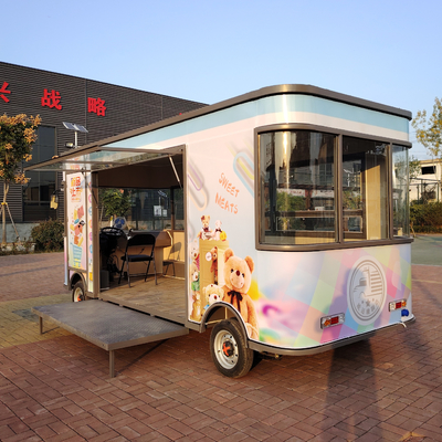 Trailers eléctricos móviles de comida y aperitivos de acero galvanizado multifuncional para el comercio minorista