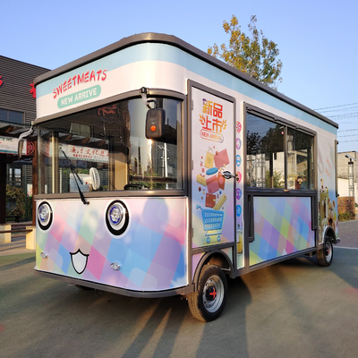 Trailers eléctricos móviles de comida y aperitivos de acero galvanizado multifuncional para el comercio minorista