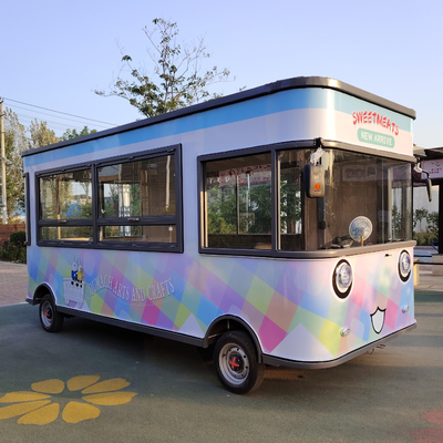 Trailers eléctricos móviles de comida y aperitivos de acero galvanizado multifuncional para el comercio minorista