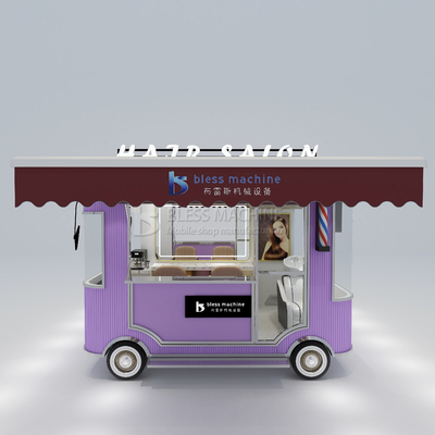 Salón de corte de pelo eléctrico móvil Barber Shop estilo de diseño de la camioneta del camión de remolque del carrito para granjas
