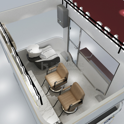 Salón de corte de pelo eléctrico móvil Barber Shop estilo de diseño de la camioneta del camión de remolque del carrito para granjas