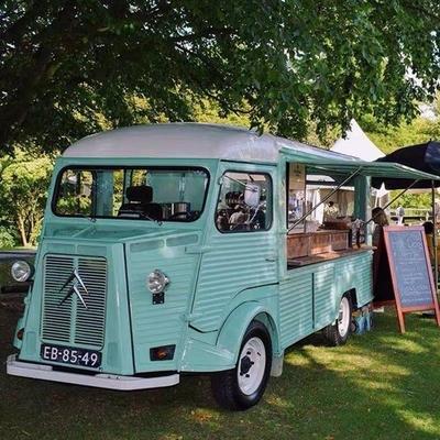 Camión de comida de autobús Citroën personalizado para hamburguesas de café callejero, papas fritas y helados