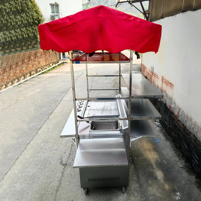 Comerciante de restauración de acero inoxidable comida callejera aperitivo freidora parrilla barbacoa carrito de mano