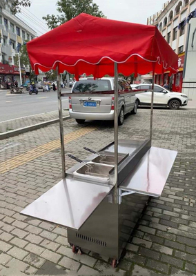Comerciante de restauración de acero inoxidable comida callejera aperitivo freidora parrilla barbacoa carrito de mano