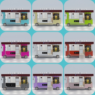 Ocio Equipo de comida rápida eléctrico móvil aperitivos bebidas catering furgoneta camión remolque carreta de quioscos