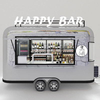 2022 Electric Mobile Wine Cocktail Drink Bar Van de longitud personalizada de acero inoxidable Trailer para el automóvil