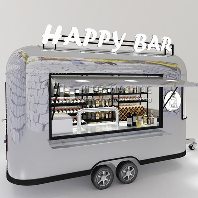 2022 Electric Mobile Wine Cocktail Drink Bar Van de longitud personalizada de acero inoxidable Trailer para el automóvil