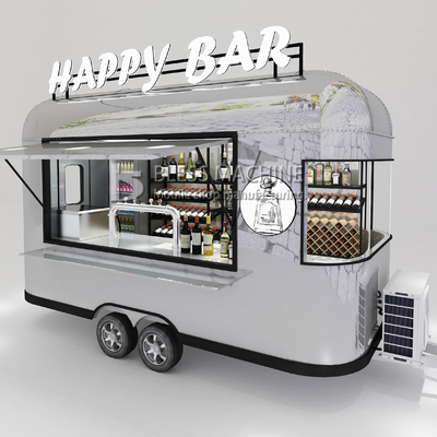 2022 Electric Mobile Wine Cocktail Drink Bar Van de longitud personalizada de acero inoxidable Trailer para el automóvil