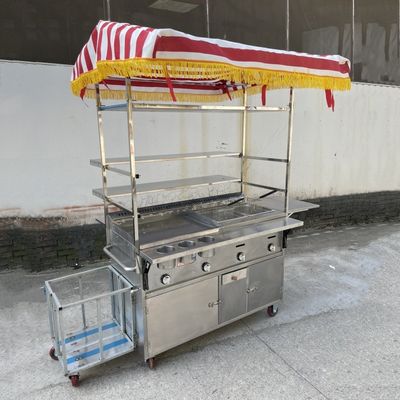 2022 Multipropósito móvil de acero inoxidable de comida callejera de bocadillos carro de mano personalizado