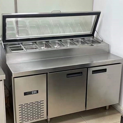 Refrigerador de mesa de preparación de pizzas de salada con una sola puerta de alto rendimiento