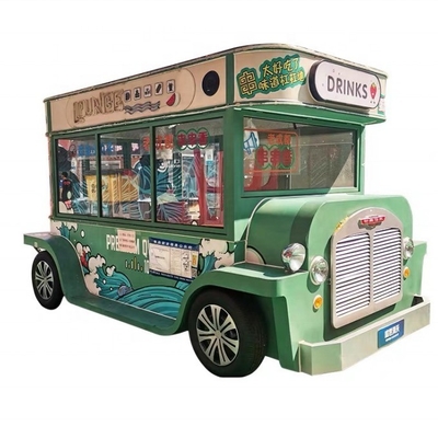 Mini camión comercial de bocadillos de cuatro ruedas para el desayuno y la cuerda frita en el puesto móvil