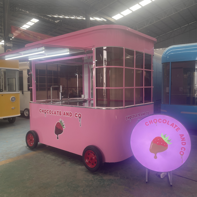 Café móvil Leche Té Leche de soja Zumo fresco Vegetales Ensalada de frutas Carro con 1