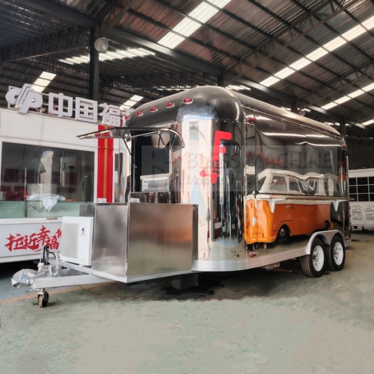 40 kilómetros por hora Ventas móviles Remolque para aperitivos Comidas rápidas Bebidas helados Café Leche Té