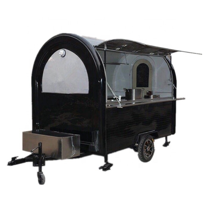 Hacer comida en movimiento con el carrito de café de la cocina completa y la función de restaurante de remolque de alimentos