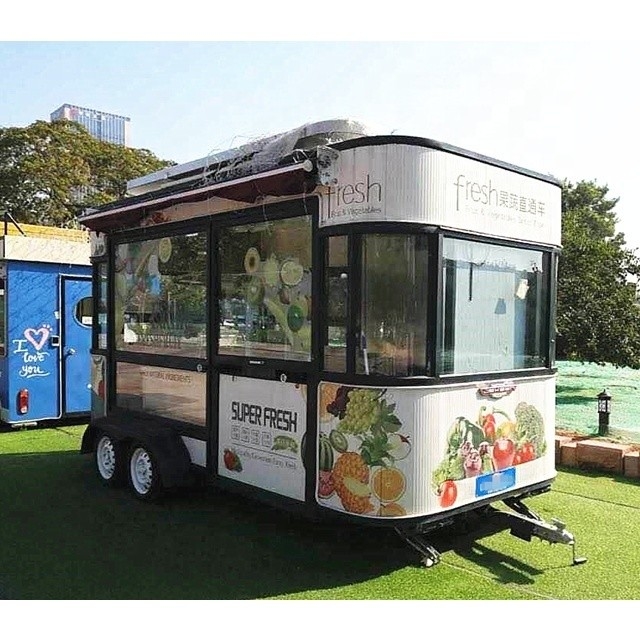 Autobús de acero inoxidable freidora profunda camiones de comida rápida camiones de comida móvil de la calle con equipamiento completo de cocina
