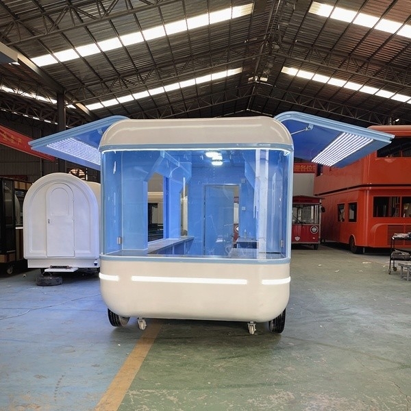 1000KG Mobilizado Snack Food Truck Gas Carro de comida rápida Remolque de cocina en planta de fabricación