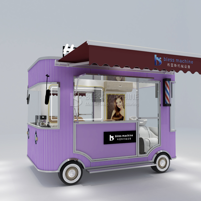 Salón de corte de pelo eléctrico móvil Barber Shop estilo de diseño de la camioneta del camión de remolque del carrito para granjas