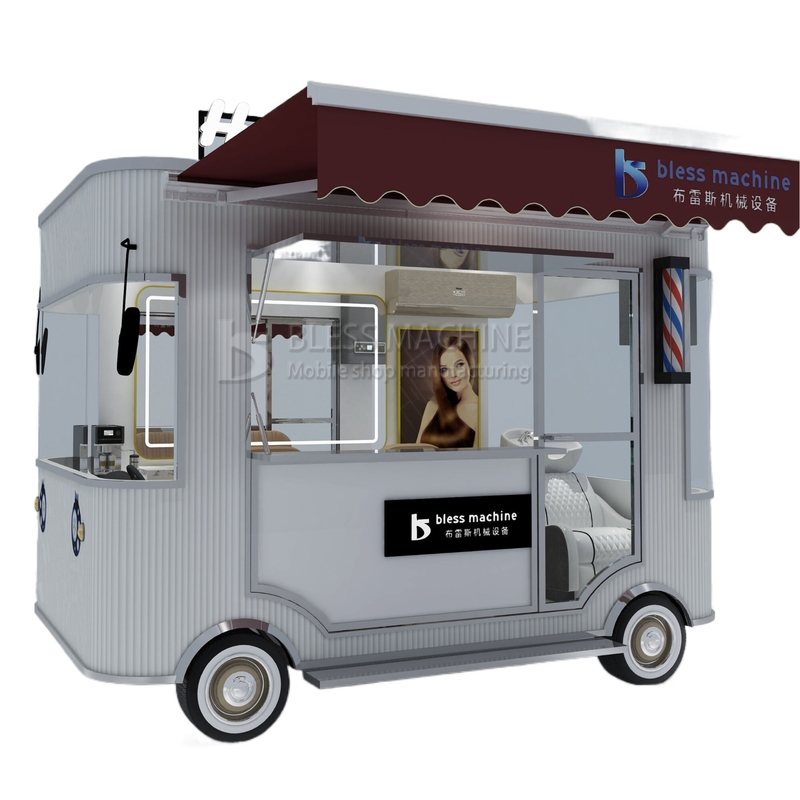 Salón de corte de pelo eléctrico móvil Barber Shop estilo diseño de la camioneta del camión del carrito del remolque 2023 Outlet