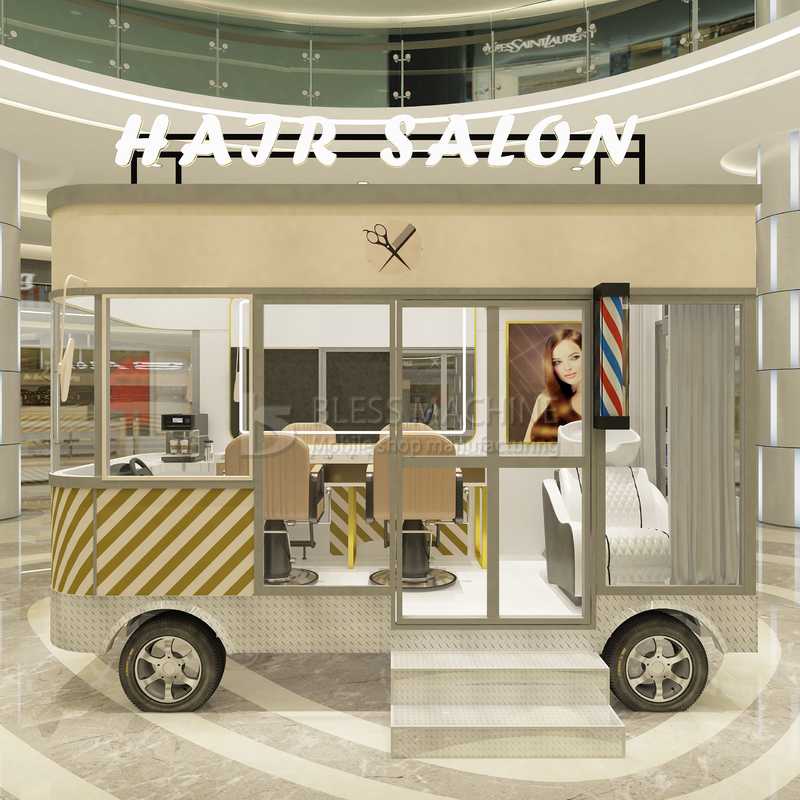 El diseño del salón de corte de pelo eléctrico móvil 2023 Barber Shop Style Van Truck Trailer Cart