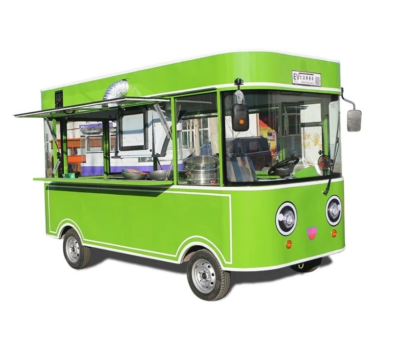 Carritos de comida rápida al aire libre Crepe camión de comida con bocadillos cocina móvil equipos de cocina